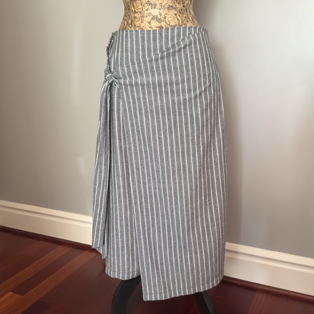 Free People Faux Wrap Striped Skirt - Black/White - size 8